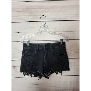 American‎ Eagle Outfitters Womens Super Stretch X Mini Shorts Black Distressed 4